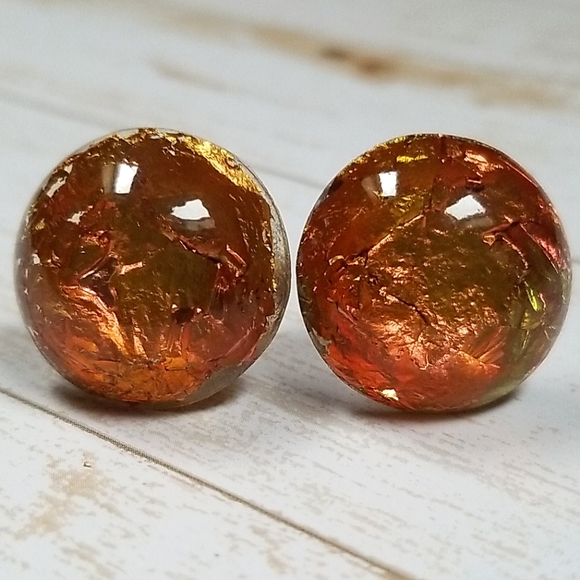 Vintage Mid Century Screw Back Foiled Lucite Acrylic Earrings - Picture 9 of 10